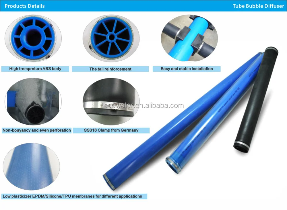 EDI Stainless Steel micro bubble diffuser /SSI Fine Bubble Adapter Type Tube Diffusers EPDM/PTFE Membrane