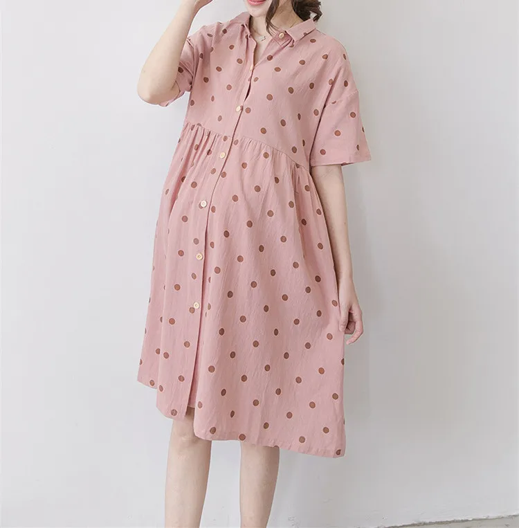 Korean women wholesale clothing Casual pink color maternity dresses