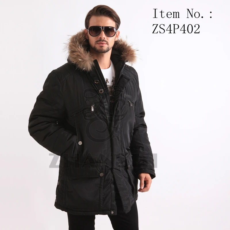 Canada style Goose down filling padded parka jacket with fur hood