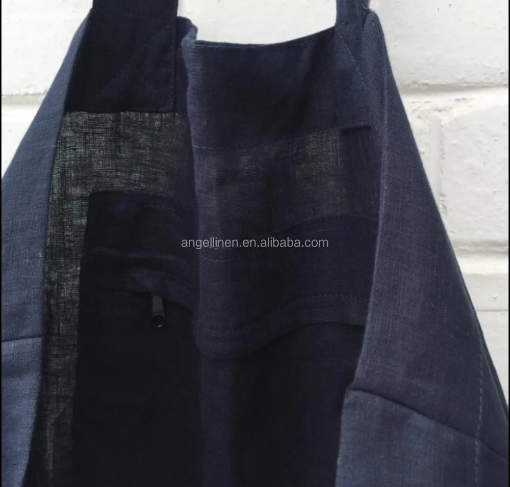 Popular Irish linen naturally dyed big tote bag with stone washing