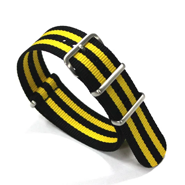 Black yellow black yellow black ring nylon webbing watch strap