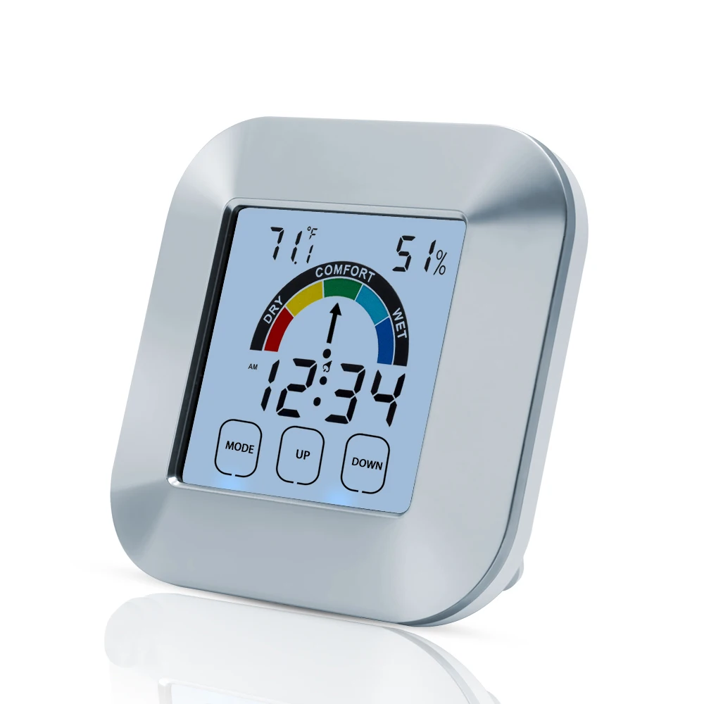 Touchscreen LCD Display Digital Alarm Clock with Hygrometer and Thermometer