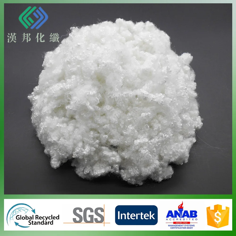 
GRS Standard polyester staple fiber 7Dx64mm Hollow conjugated non silicon for making padding and wadding materials harsh grade 