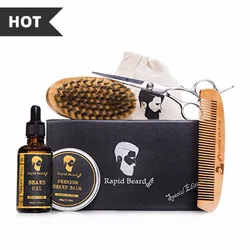Private label beard oil and balm with bread shaper beard grooming kit set