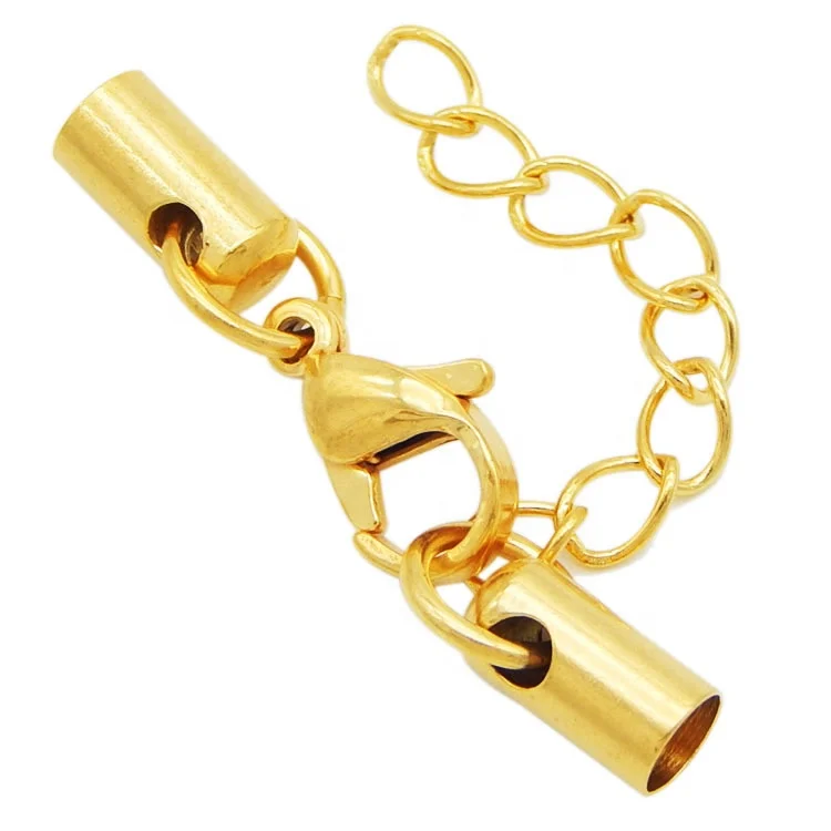 Sini Jewelry Jewelry accessory sold stainless steel cord ends caps with lobster claw clasp barrel bracelet clasp