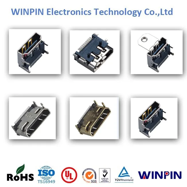 Winpin IO connector A type female right angle smt high speed