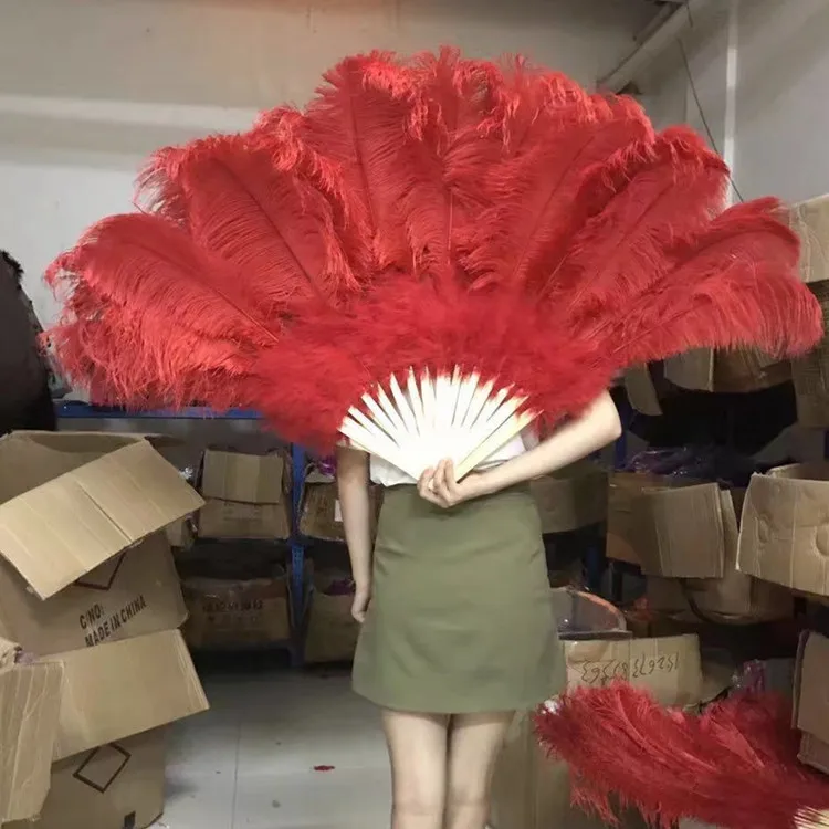 IEF-01 Cheap Wholesale White Color Large Ostrich Feather Fan for Party