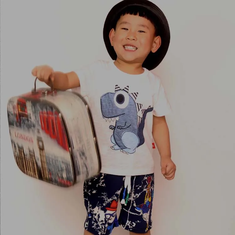 Wholesale summer baby boy tops cheap Dinosaurs printing short sleeve child boy tshirt