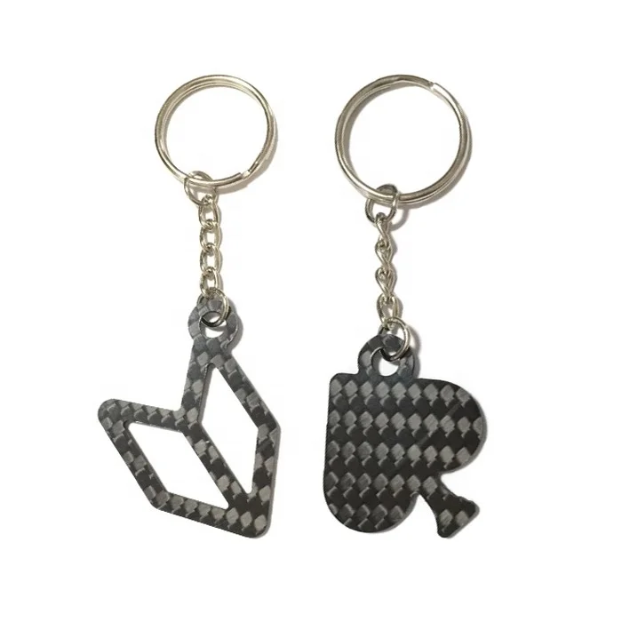 Factory direct sale cnc high strength carbon fibre 3k twill glossy spade shape carbon fiber key chain, key chain carbon fiber