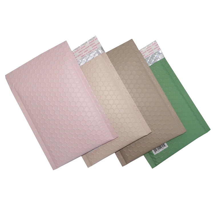 Wholesale Customized Printed  Bubble Envelope Matte Light Green Metallic Bubble Mailer