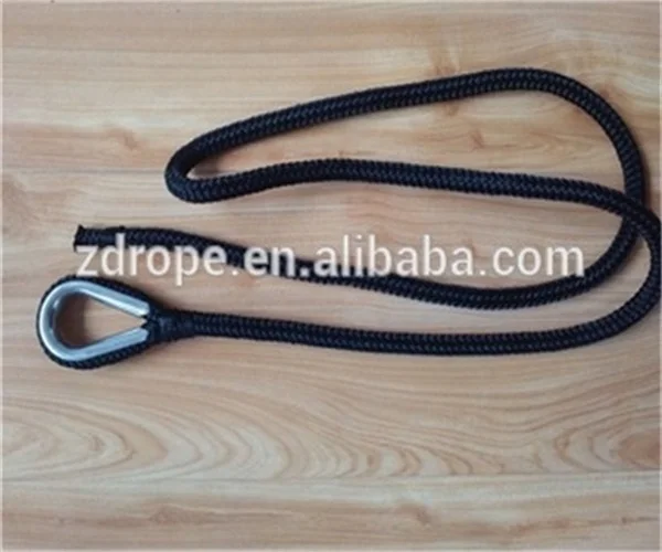 Nylon black/blue double braided rope as anchor rope for mooring boat marine line or other marine supplies
