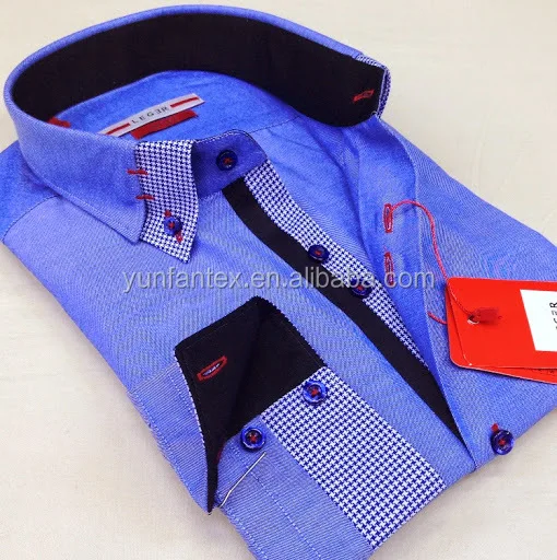 2021 Italian fashion cotton contrast collar and cuff double collar shirt for men
