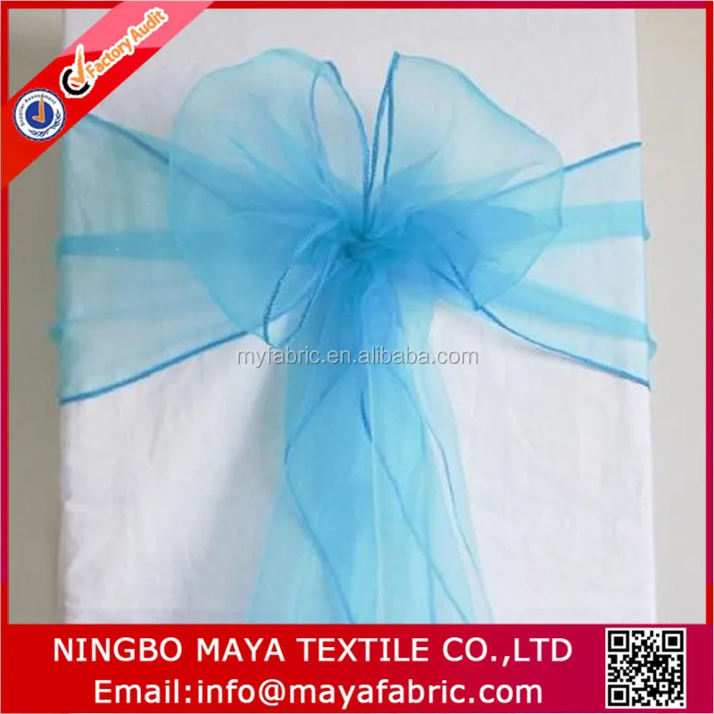 Factory supply colored organza chair sashes plain dyed organza fabric for banquet wedding Party Decoration Bow, home and hotel