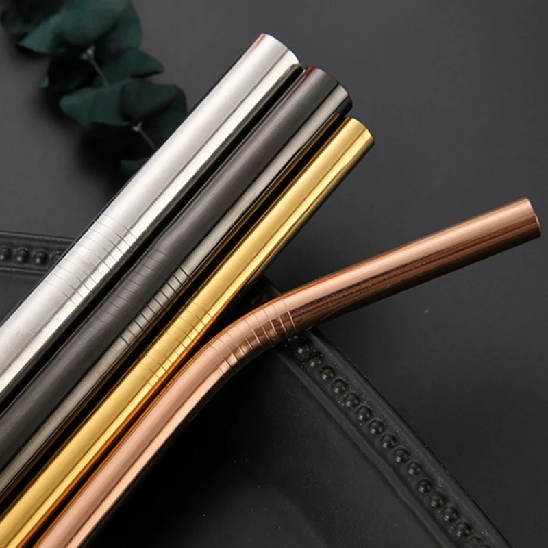 
wholesale reusable coffee mug stainless steel metal drinking straws with cleaning brush 