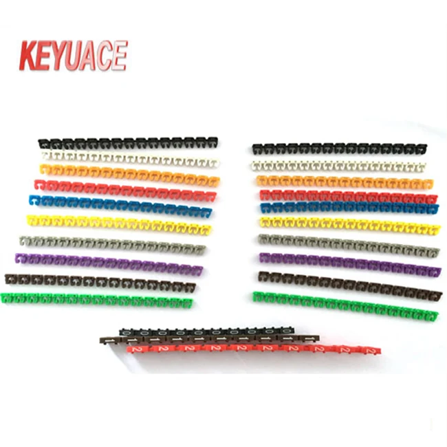 POM 0-9 Coded plastic cable marker factory manufacture 1.5mm 2.5mm 4mm 6mm electrical wire tags numbering clip on cable marker