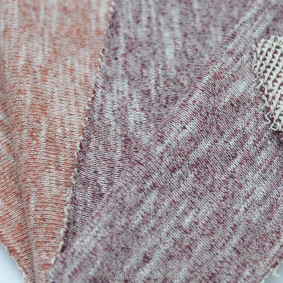 Chengbang manufacture melange cotton spandex yarn dyed blend loop french terry fabric for sweatshirt
