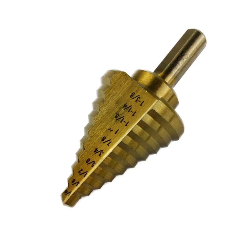 high speed steel round handle ladder drill  pagoda twist drills steel plate holes opener 1/4 1-3/8 special shapes drill