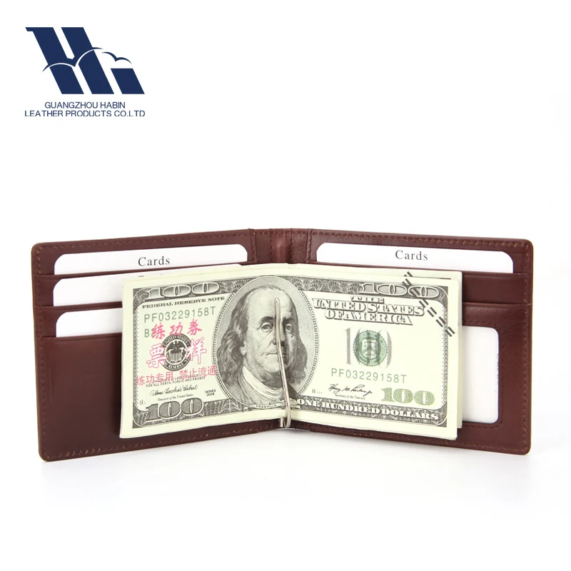 New Hight Quality Bifold Blocking Wholesale Leather Money Clip Wallet With Elastic Band
