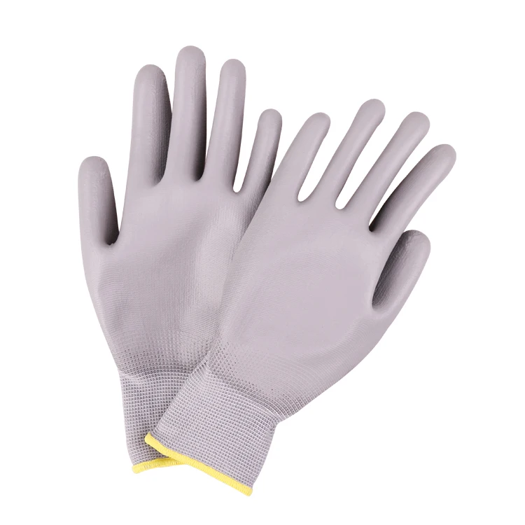 Working Gloves Xingyu 13G Grey Nylon Shell PU Coated Work Safety Gloves Cotton Hand Gloves