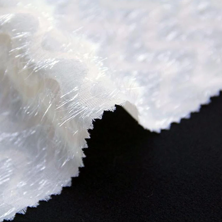 
75D pearl silk with clip cord burnt-out paillette filament fabric for dance dress 