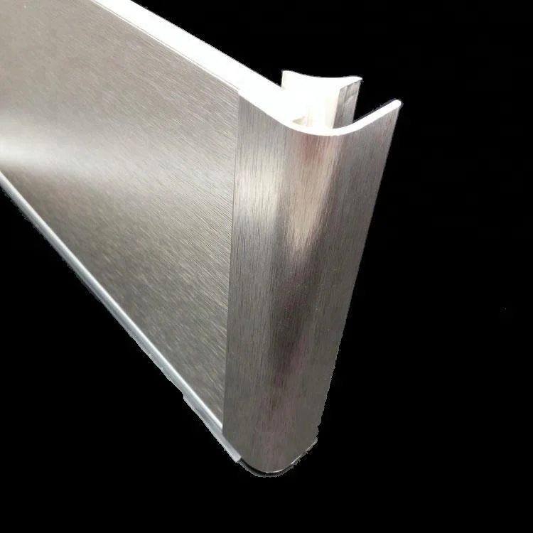 aluminum brushed plastic corner with foiled two sides for pvc skirting
