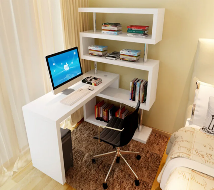 Study Table Furniture Designed Wooden Book Shelf Computer Desk Set Customize Bookcase