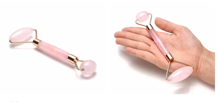 
RTS Dropshipping natural anti aging mini facia lmassager tools pink green rose quartz face lift jade roller for face 