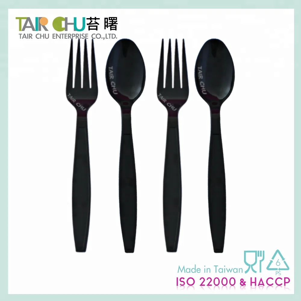 The Cutlery With Classic Black Color For Salad  Disposable Plastic Fork