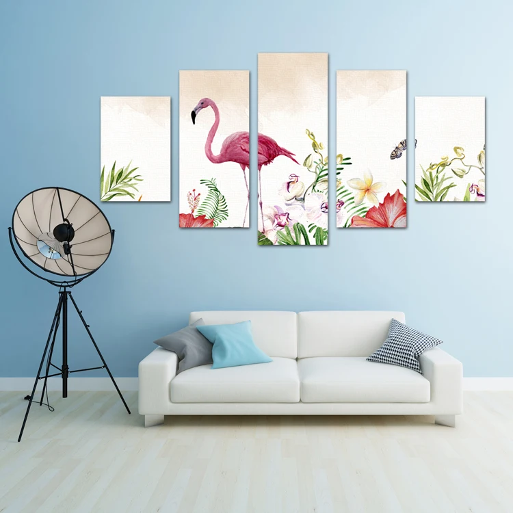 
Wall art decorative 5-piece handmade abstract flower crane painting oil painting canvas 