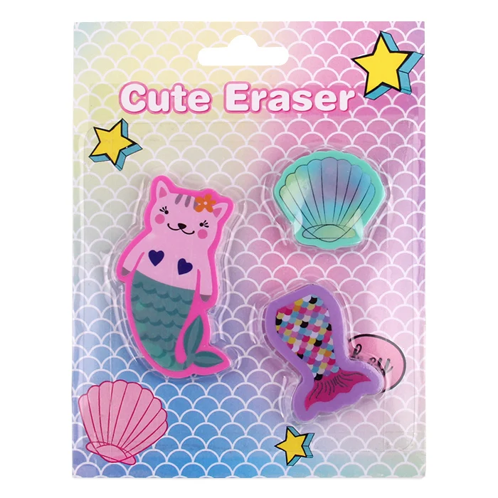 Licheng EB412 Stationary Eraser, Wholesale Custom Logo Fishtail Mermaid Pencil Erasers Kids