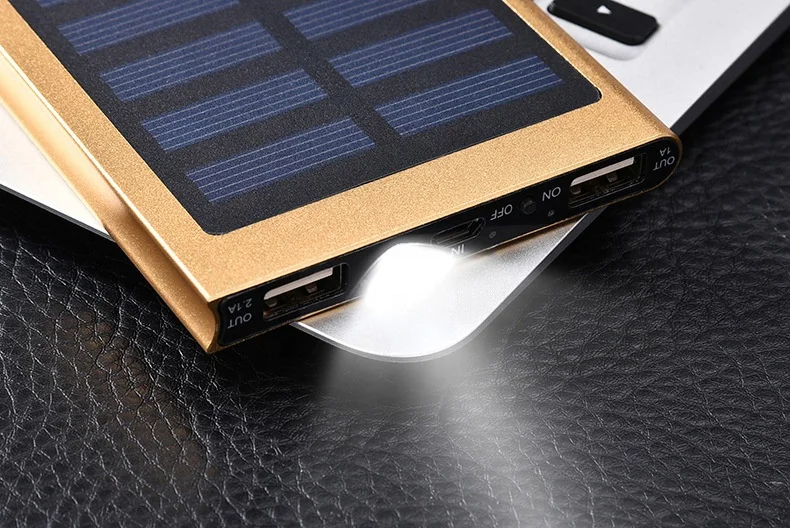 
Cheap logo custom price portable Solar cell phone 8000mah external battery charger power bank with light 