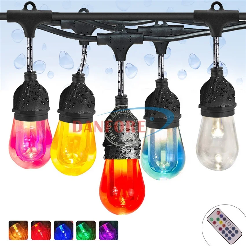 48ft indoor and outdoor S14 waterproof connectable RGB nation  led string light with remote control
