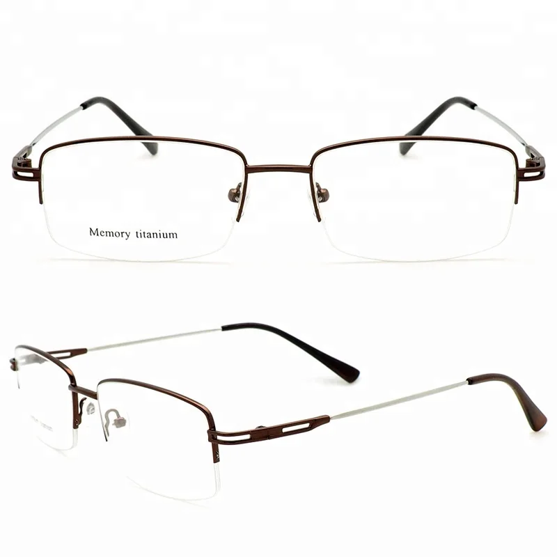 SHANGHAI JHEYEWEAR Half-Rimmed  Retro Flexible Memory Metal Marcos Opticos Optical Frame