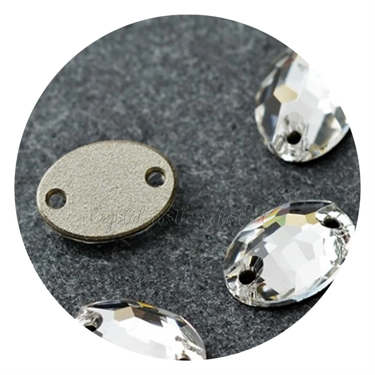 3210 Oval Sewing Rhinestone Crystal AB 7x10,15*31mm Foil Back Holes Non Hotfix Glass Rhinestones for Clothes Applique Beaded