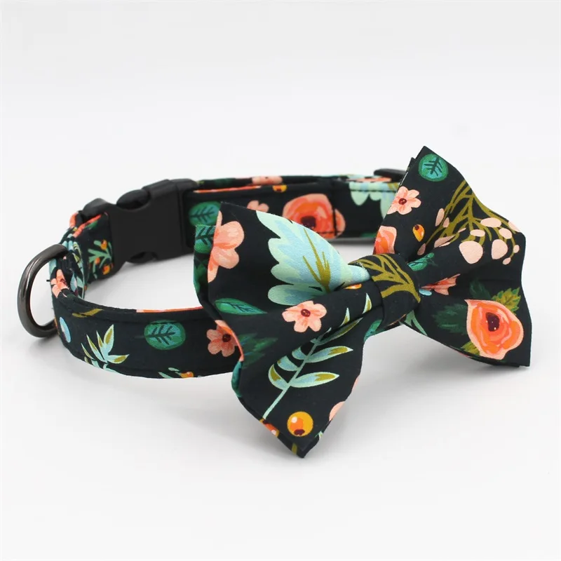 
floral personalized pet bow tie dog bandana collar with handmade wholesale for holidays gifts 