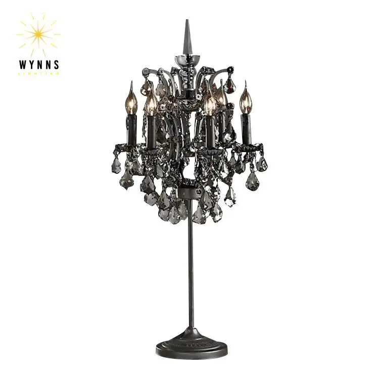 Rococo crystal desk chandelier lighting black iron clear K9 cristal table lamp decoration LED large desk lighting for dining