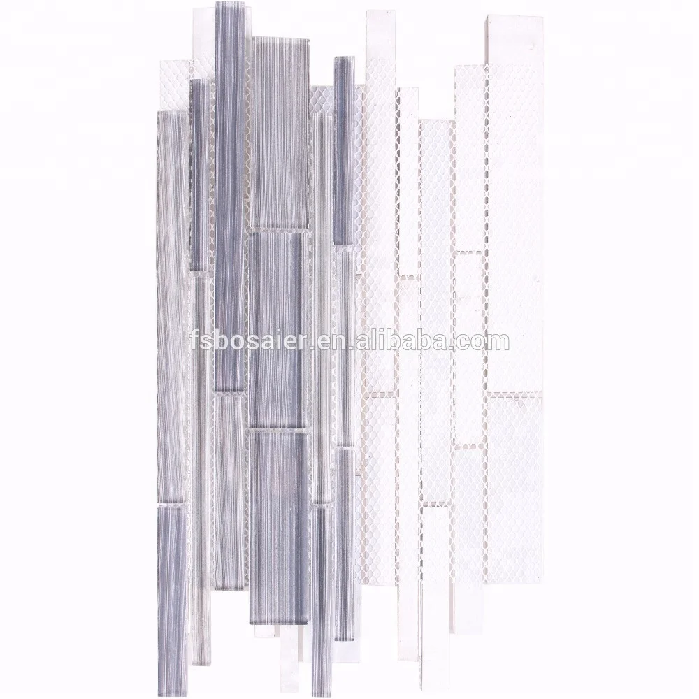 Simple elegant polished  crystal clear hand paint blues glass mosaic tile