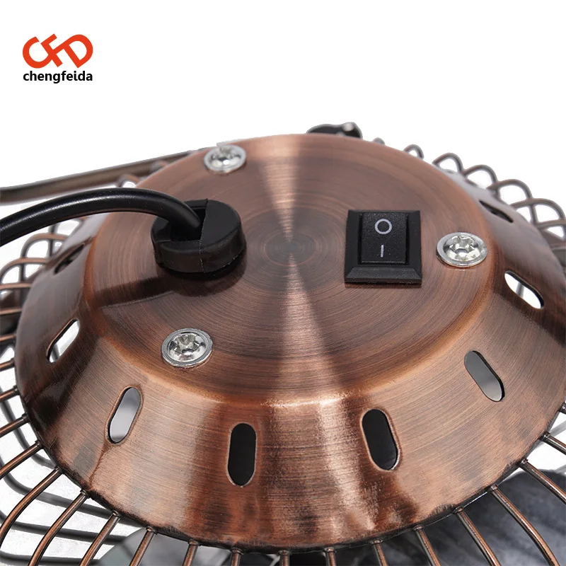 USB Table Desktop Fan Portable Personal Mini 4 Inch Super Mute Computer PC laptop Cooler Cooling Metal Fan (Bronze)
