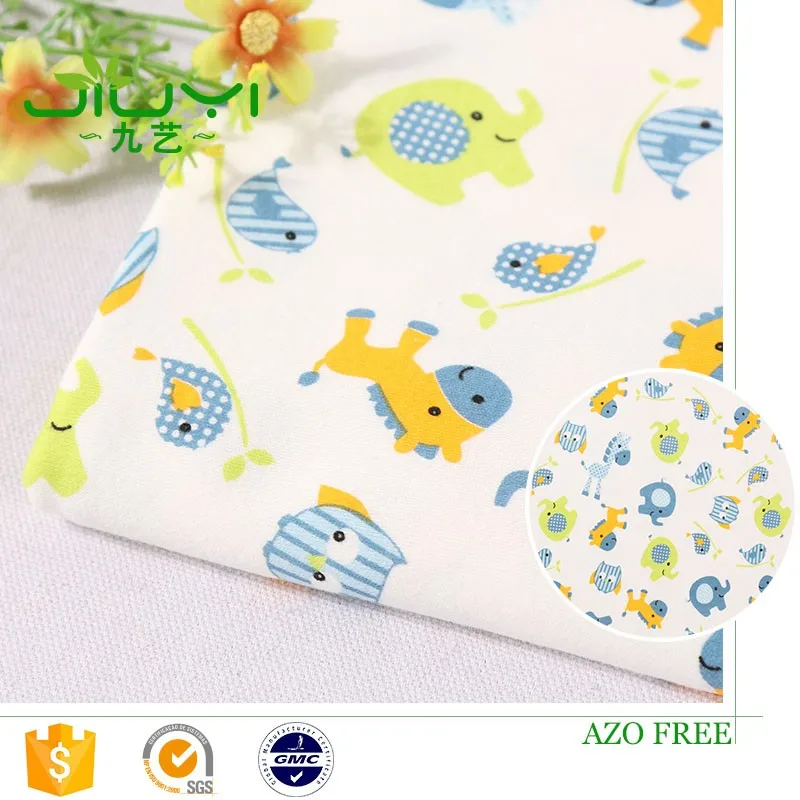Wholesale 100% cotton interlock cheap custom elephant animal pictures print baby wear fabric