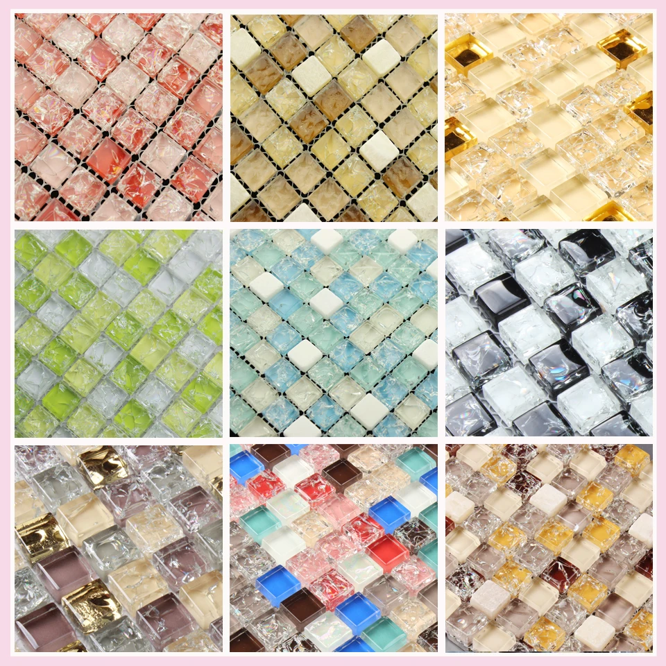 Creative crystal broken glass mosaic tile for backsplash wall and swimming poor