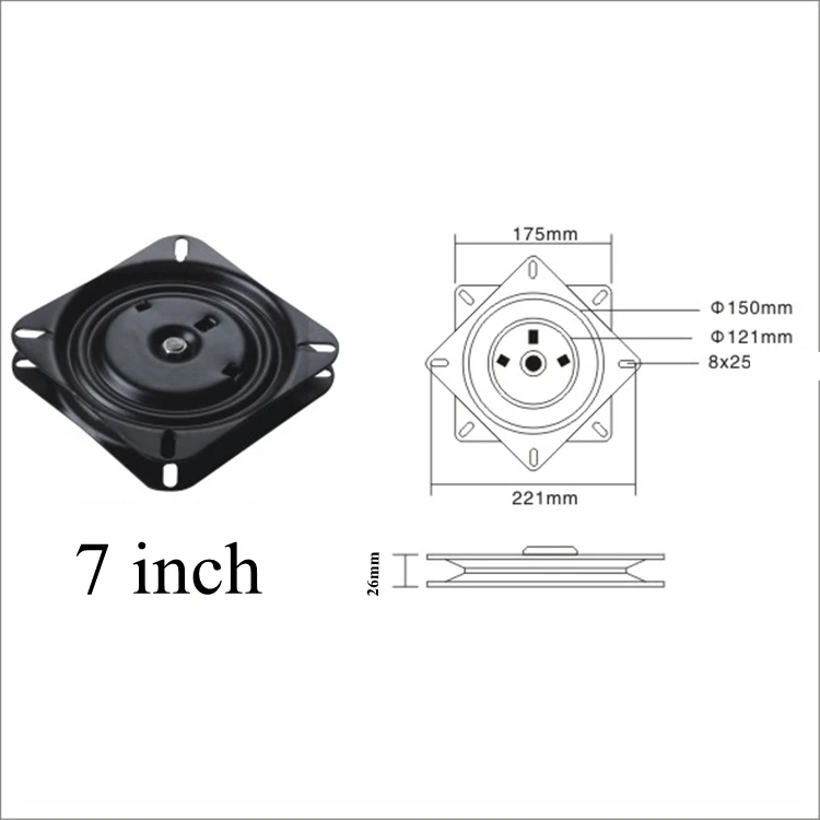 Лидер продаж, черный шарнир для барного стула толщиной 2,3, 7 дюймов, 177 мм, угловая сменная поворотная пластина с возвратом пружины с эффектом памяти