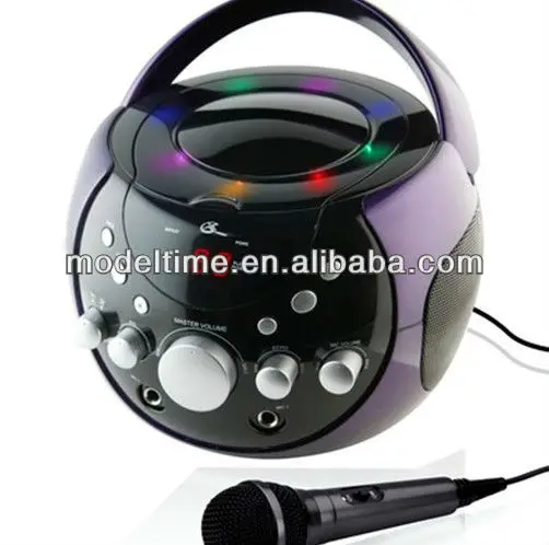 Portable CD radio Boombox with Karaoke /1 microphone and dual mic jacks