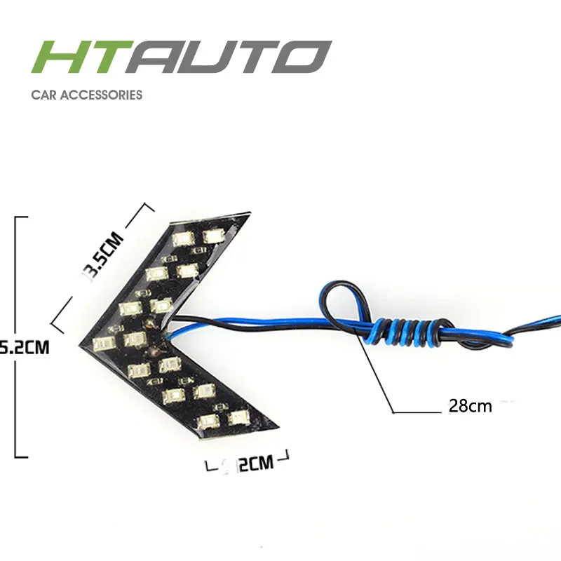 HTAUTO LED Turn Light 3528 Chips 14 SMD LED Side Mirror Flash Arrows Turn Light Mini Car MotorcycleTurn Signal Lights