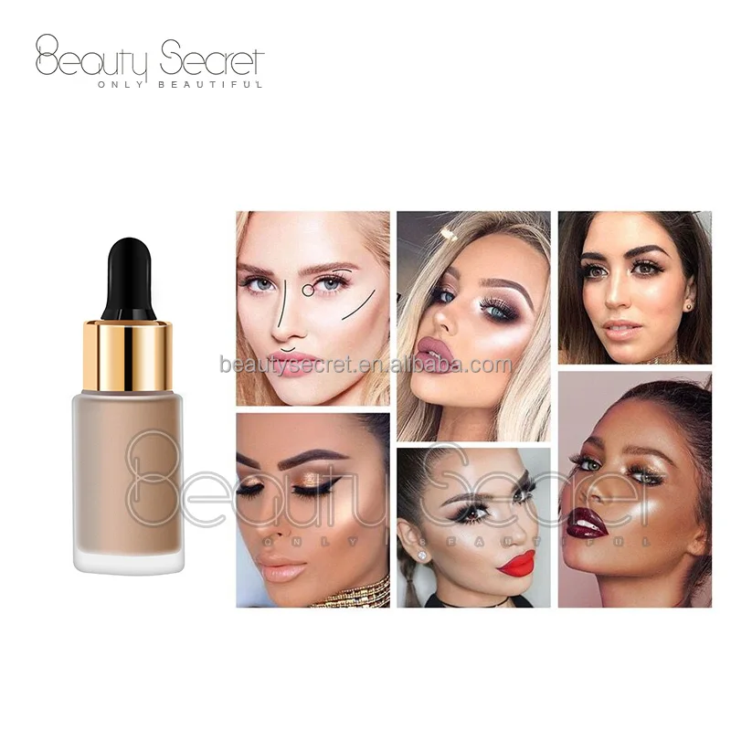 6 color Beauty secret liquid highlighter makeup private label liquid illuminator drop make up for face cosmetic