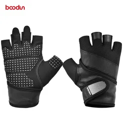 High Quality Professional Leather Half Finger Gloves Fitness Gym Weight Lifting Gloves