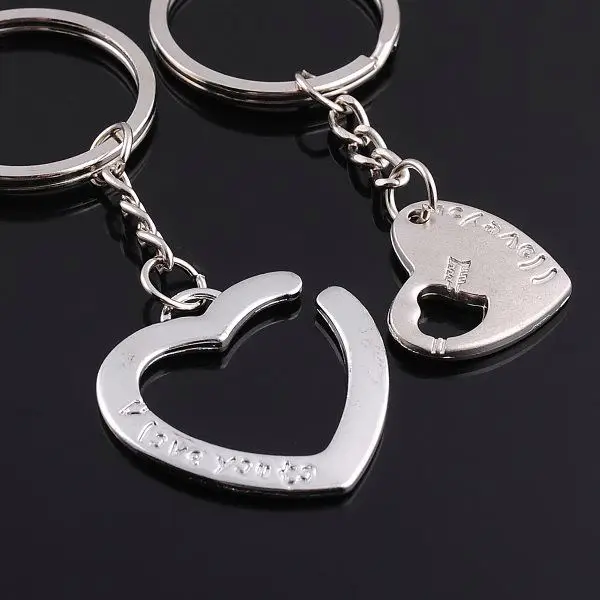 Promotion key lock shape couple keychain