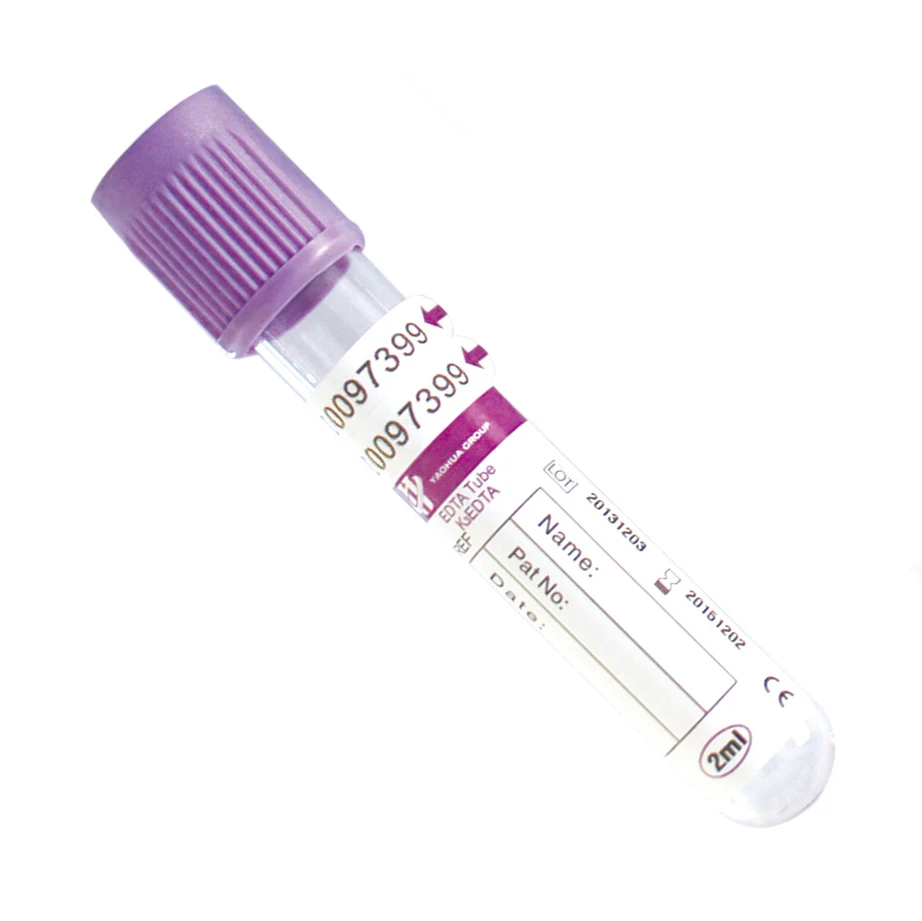 EDTA blood tube purple top tube for blood collection and test with CE and ISO certificate PET and glass tube 13*75mm 3ml 4ml 5ml
