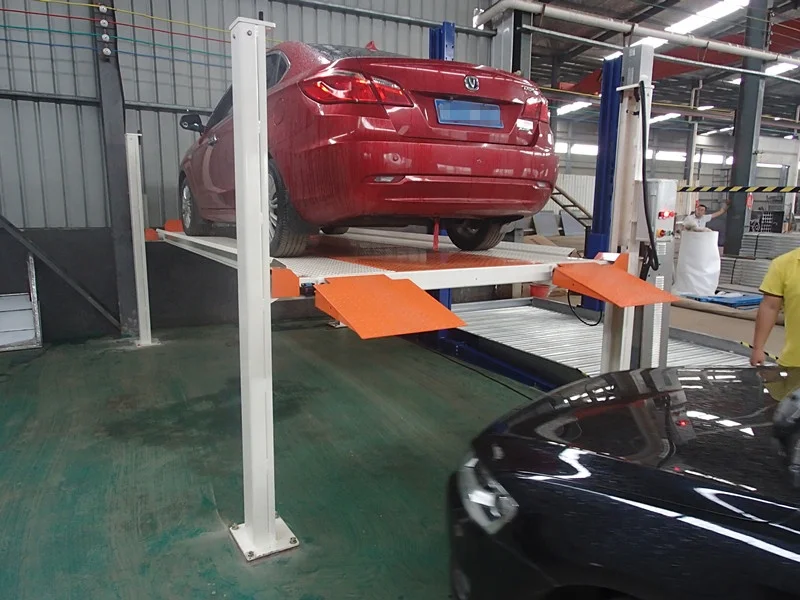 Cheap four post parking lift with two car spaces coat paint 4000kgs car lift
