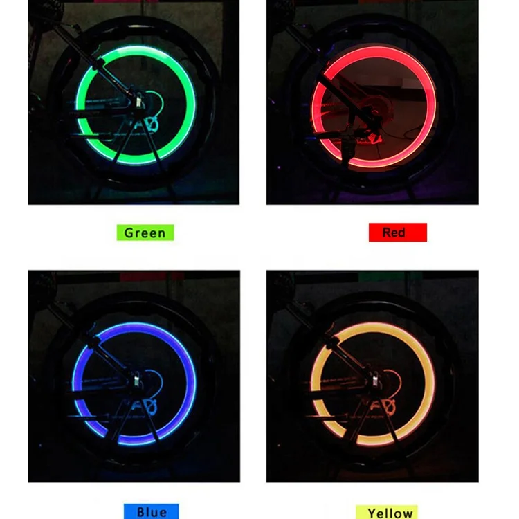 Wholesale cheaper waterproof bike tyre light led bicycle wheel light bicycle spoke light for car Tire Valve Cap warning