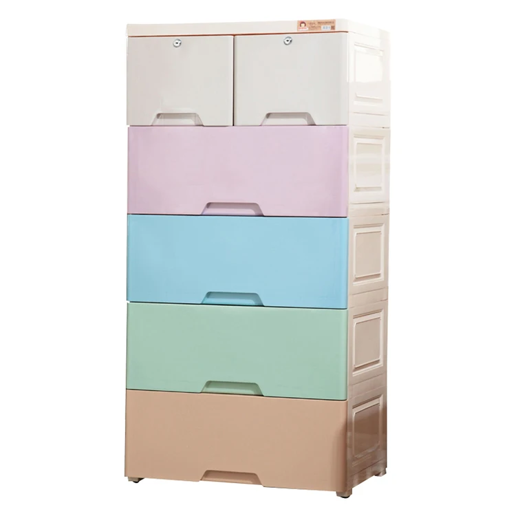 
Extra Large Size Rainbow Panel Baby Plastic Drawer Cabinet 